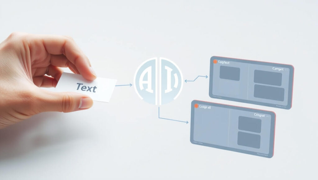 Presentations.ai quickly transforms unformatted text content into professionally designed presentation slides.