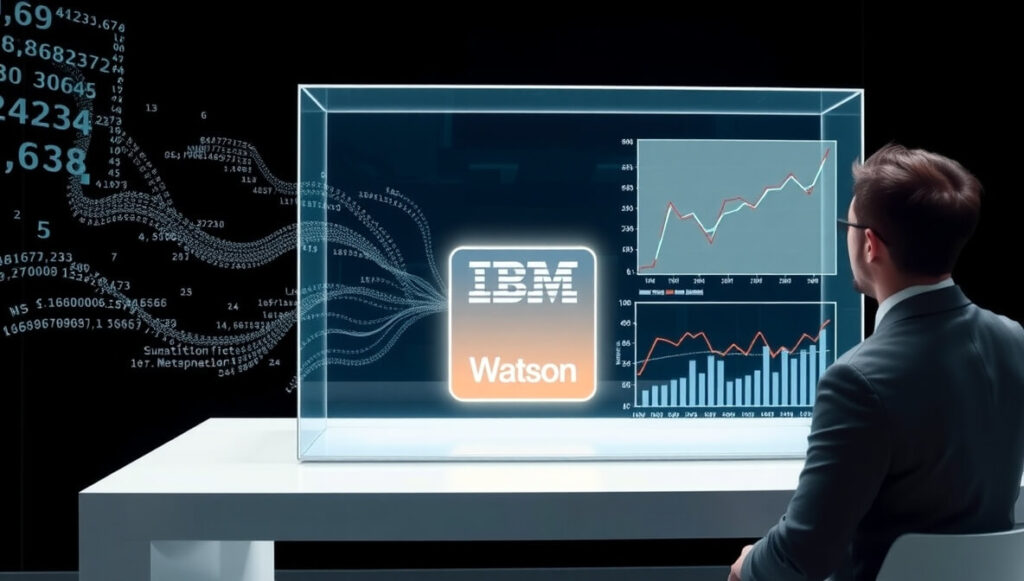 IBM Watson is an AI tool that processes complex financial and market data to generate precise price predictions and forecasts for trading.
