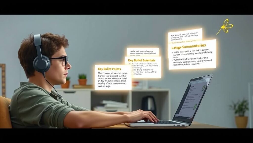 Fireflies.ai is an AI meeting assistant that automatically records, transcribes, and summarizes online lectures, meetings, and calls, transforming spoken information into organized, searchable notes to enhance learning and comprehension.