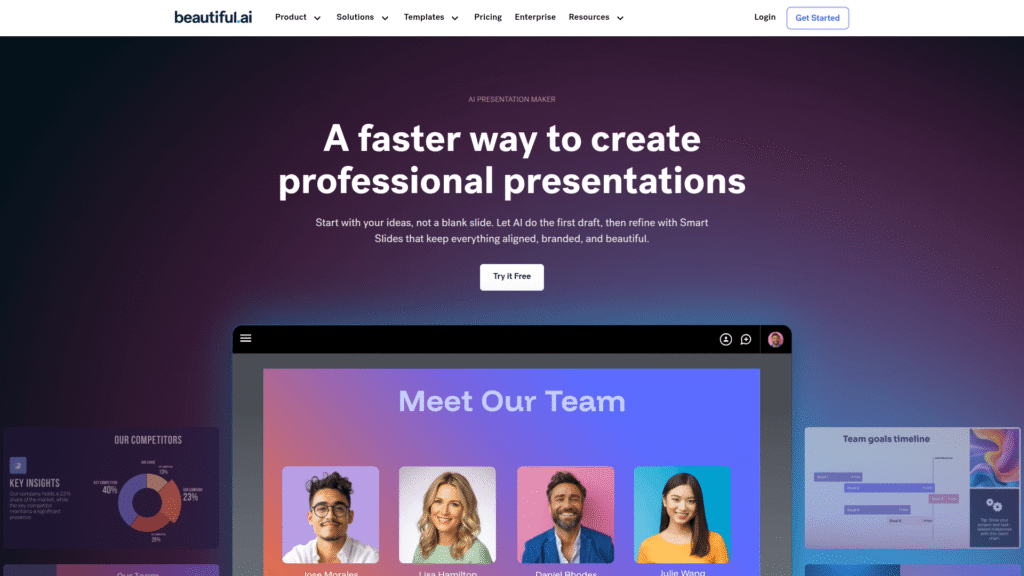 Beautiful.ai among best ai presentation makers