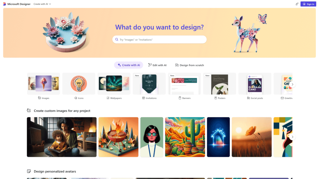 Microsoft Designer among free ai design tools