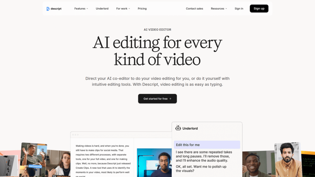 Descript among best AI video editors