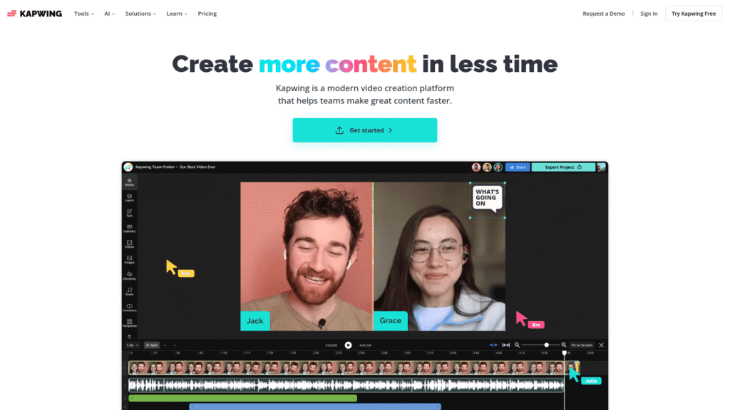 Kapwing among best AI video editors