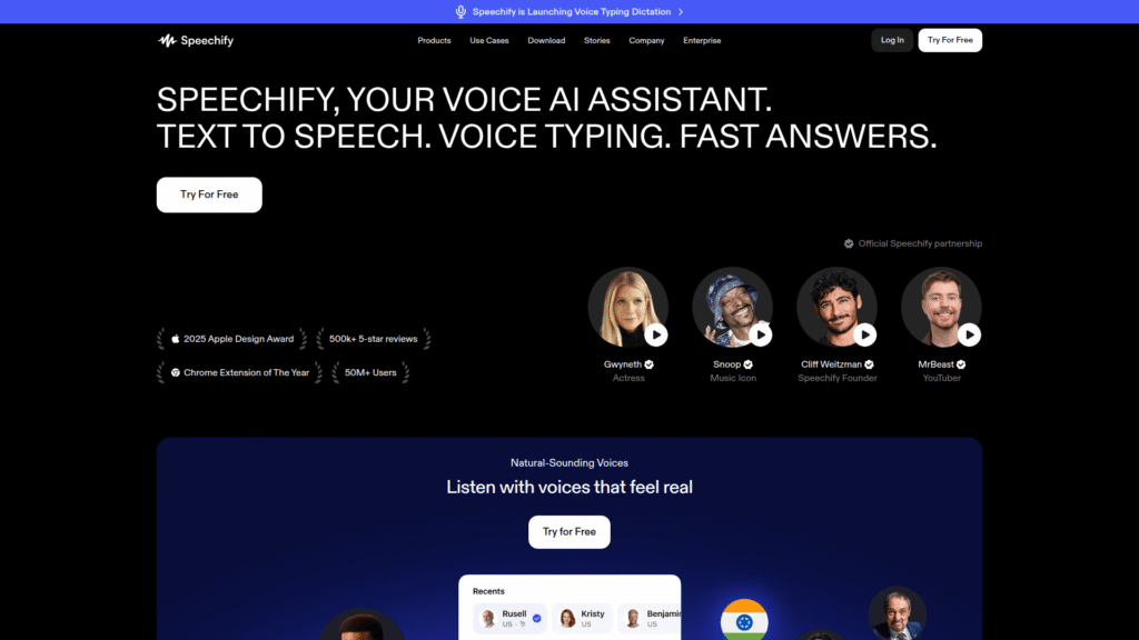 Speechify among AI voice cloning tools
