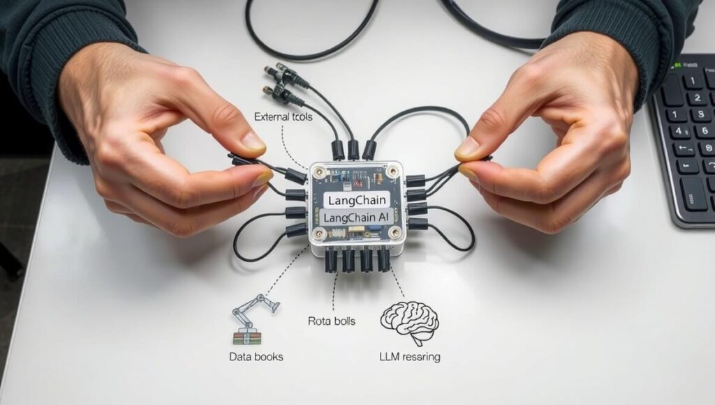 LangChain is a framework that helps developers efficiently build sophisticated AI agents by providing modular components to connect Large Language Models with external tools, data sources, and memory.