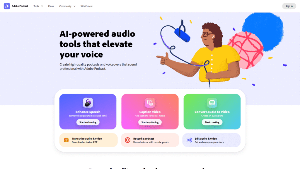Adobe Podcast among AI audio cleaner