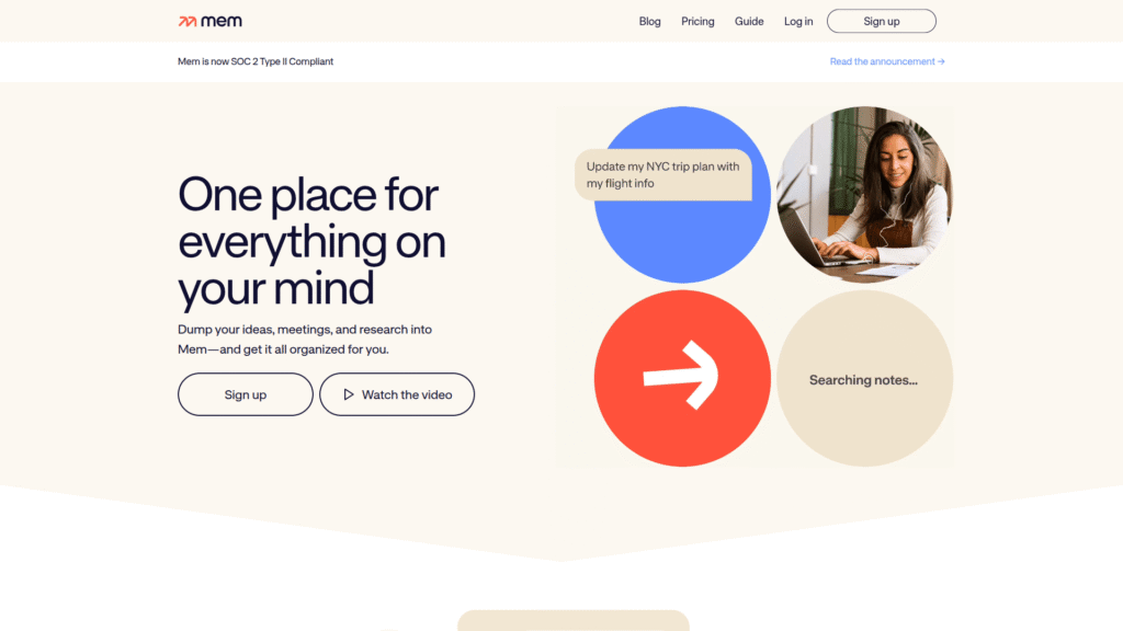 Mem among ai note taking apps