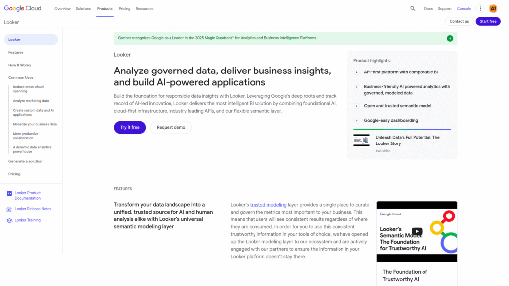 Looker among AI dashboard builder