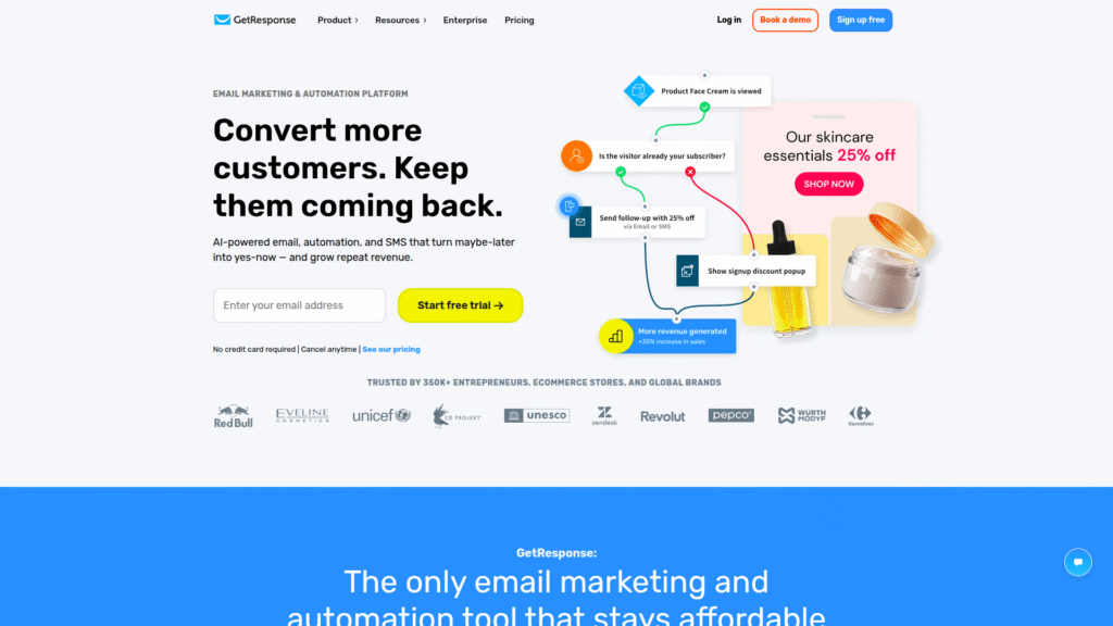 GetResponse among AI Landing Page Builders