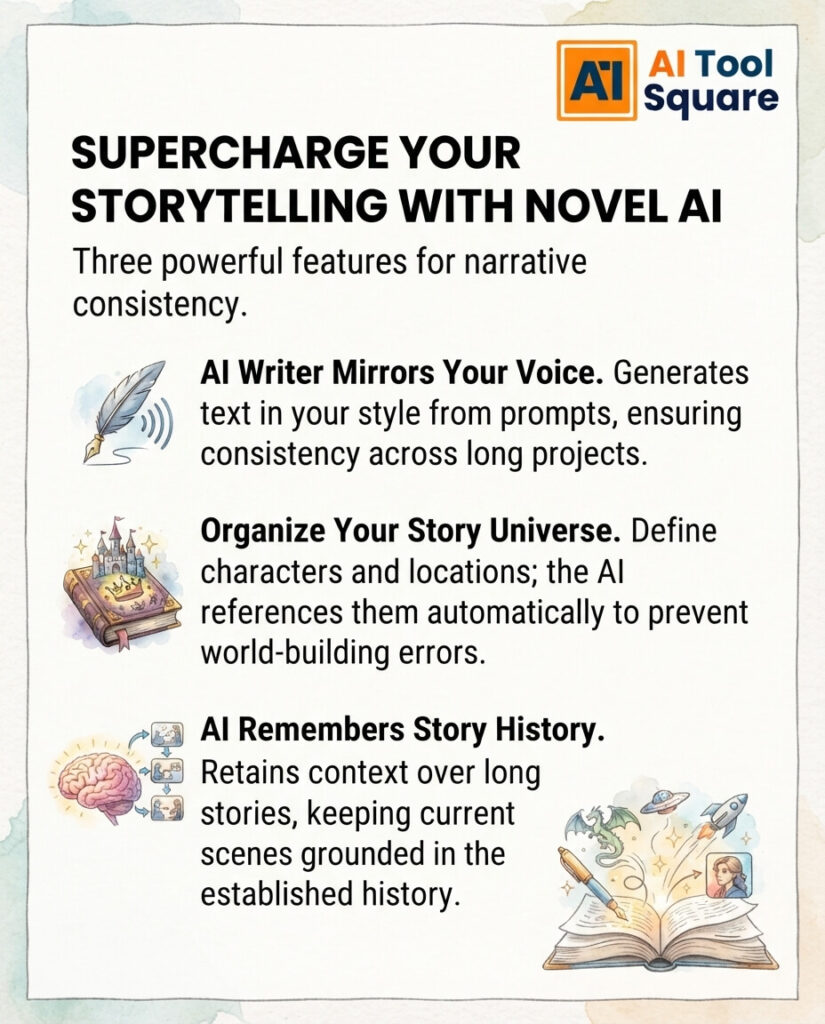 Key Features of Novel AI for Narrative and Storytelling